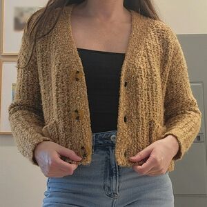 Brown Knit Cardigan Sweater